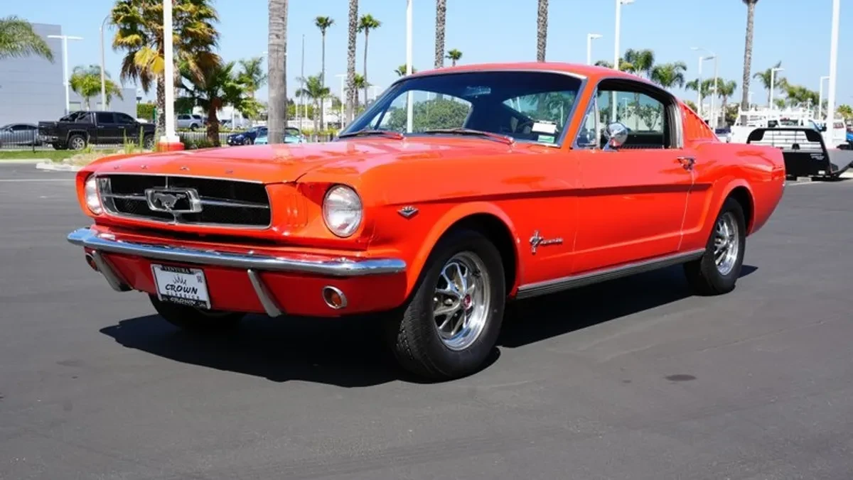 1965 Ford Mustang Fastback — Desirable C-Code 289 V-8 engine — finished in factory-correct Poppy Red